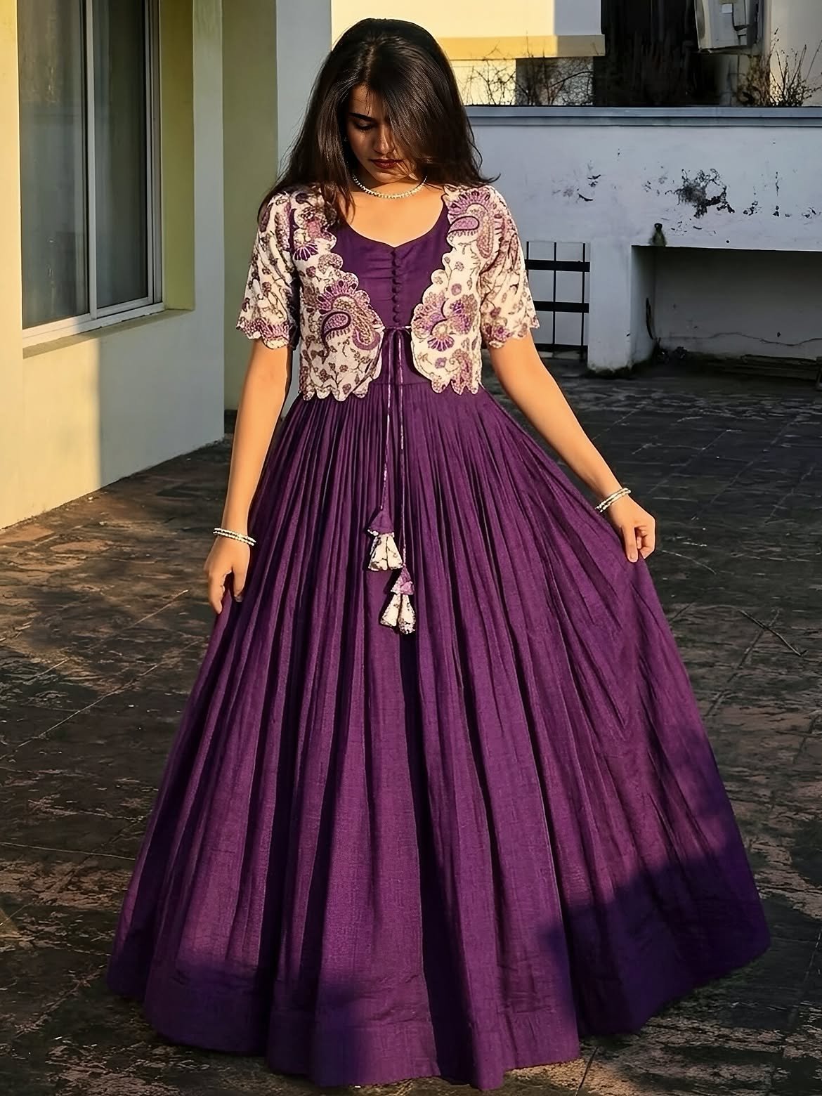 🦋Ziva Vichitra Gown With Floral Coat Collection ✨